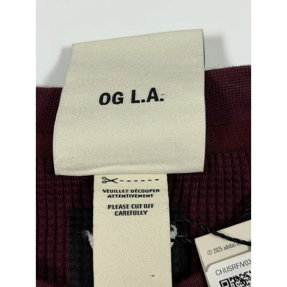 adidas LS Sports Tee Adidas OG LA Orange Waffle Knit JX6138 Men's Size Medium